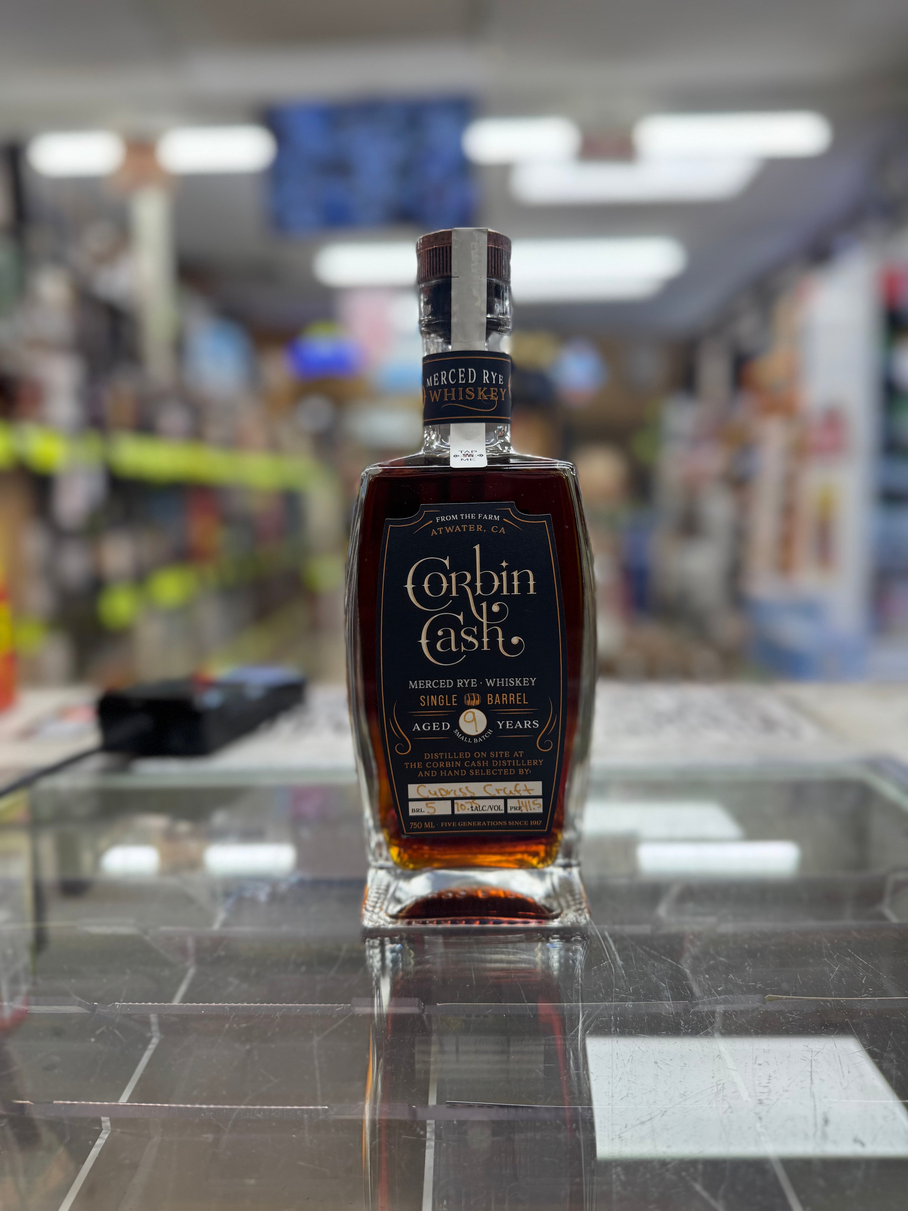 Corbin Cash 9 Year Hazmat Cypress Craft Single Barrel Rye Whiskey 141.5 Proof 750ml