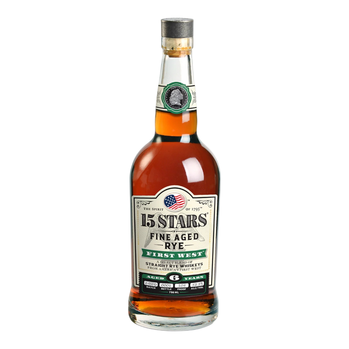 15 Stars First West Straight Rye Whiskey Batch 2 750 ml