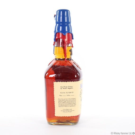 2001 Maker's Mark It's That Time of Year Again Blue/Red Wax Kentucky Straight Bourbon Whisky 1Lt