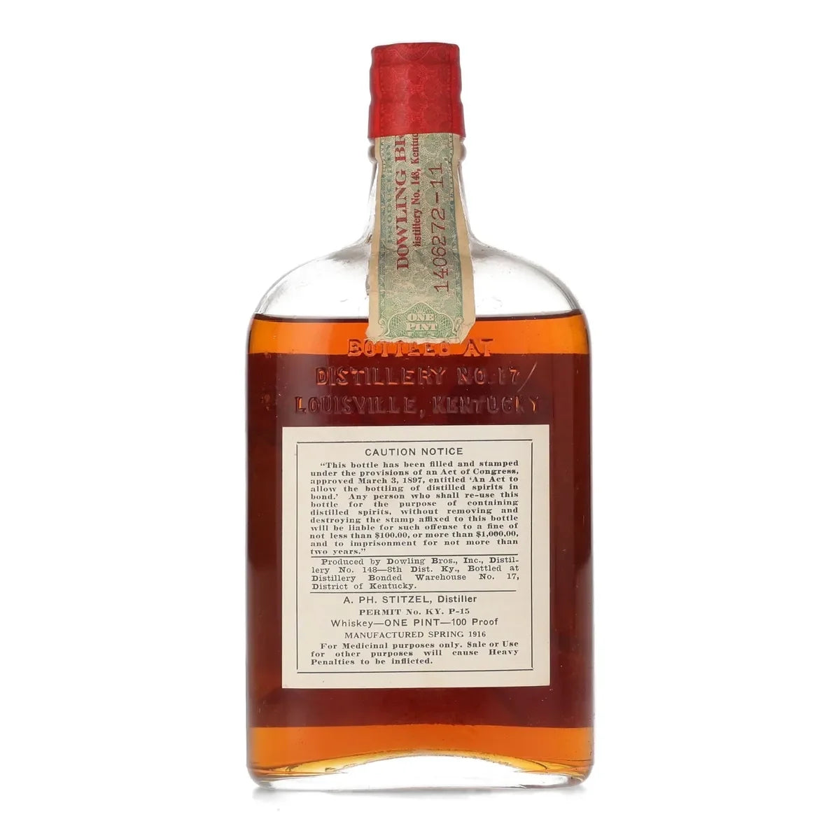 1929 Dowling Bros Old Fashioned Kentucky Whiskey 1pt