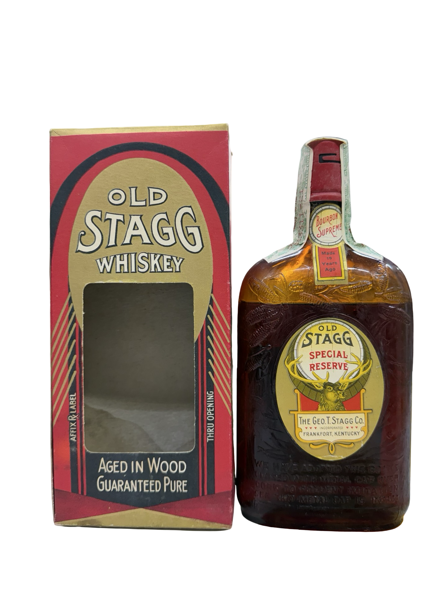 1933 Old Stagg 1914 Special Reserve 19 Year Old 100 Proof Bonded Medicinal 1 Pint Bourbon Whiskey