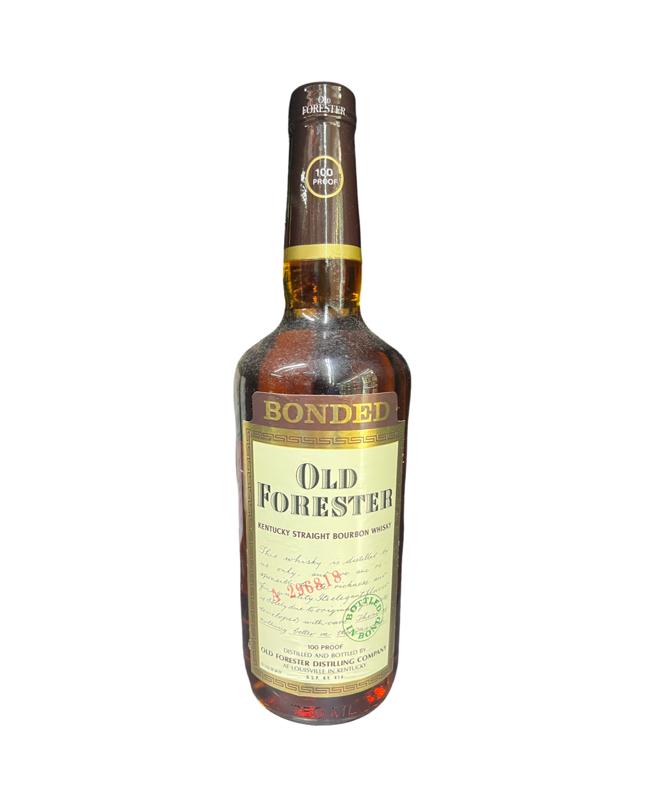 1986/1987 Old Forester Kentucky Bottle In Bond Straight Bourbon Whiskey
