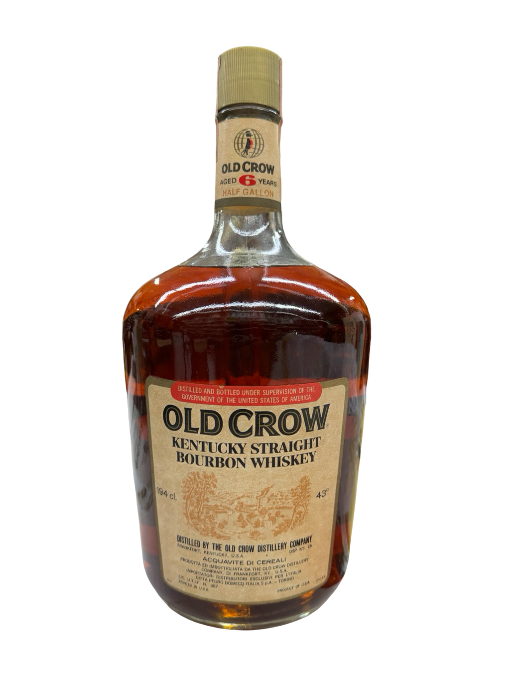 1974 Old Crow Kentucky Straight Bourbon Whiskey Half Gallon