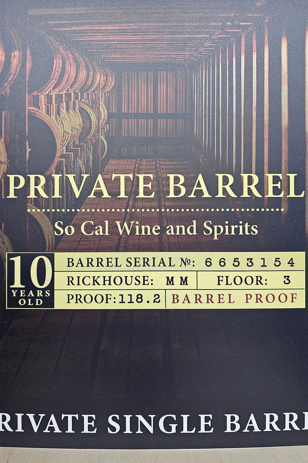 Elijah Craig Barrel Proof SoCal Wine & Spirits Store Pick 6653154 Kentucky Straight Bourbon Whiskey
