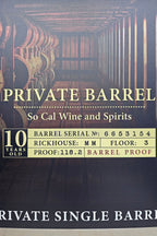 Elijah Craig Barrel Proof SoCal Wine & Spirits Store Pick 6653154 Kentucky Straight Bourbon Whiskey