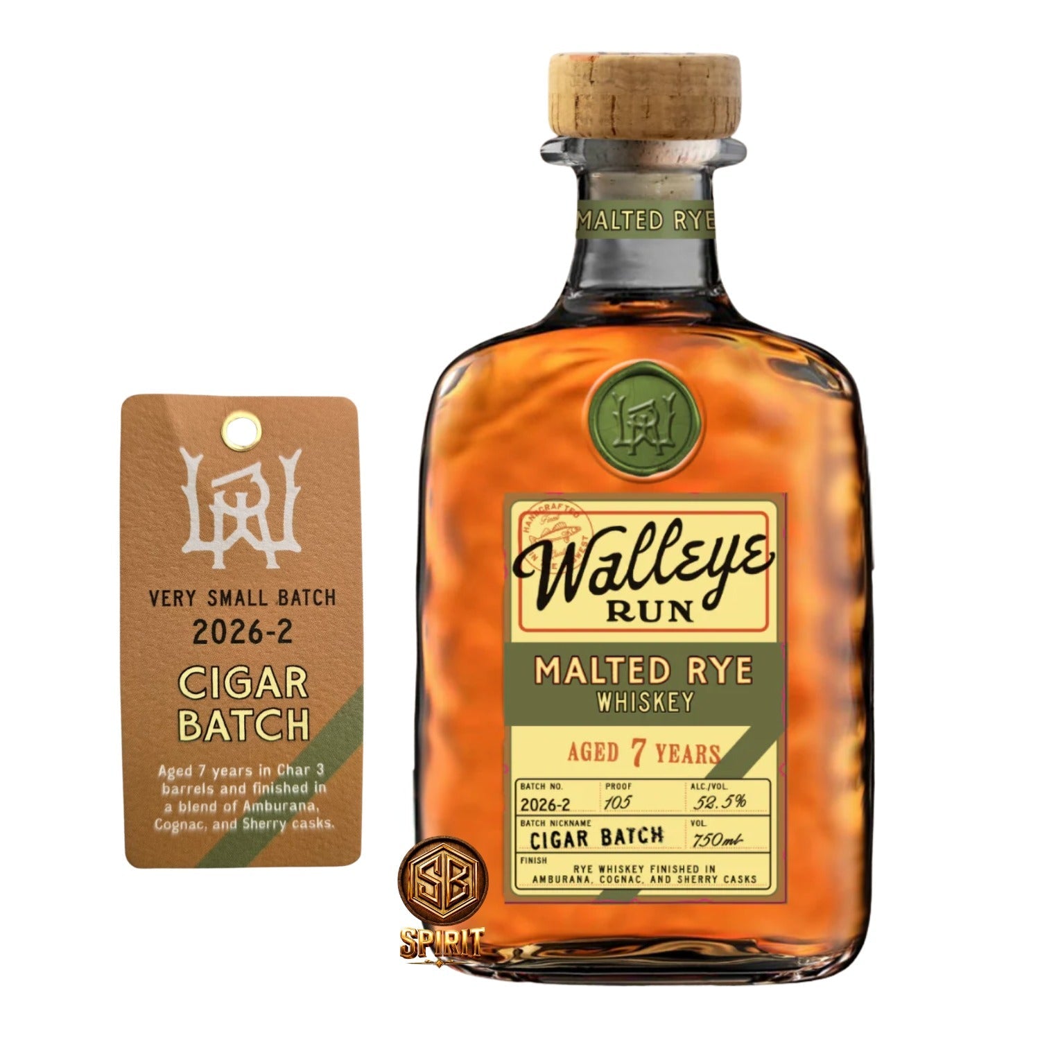 2026 Walleye Run 7 Year Old Cigar Blend Batch 2 Malted Rye Whiskey 750ml