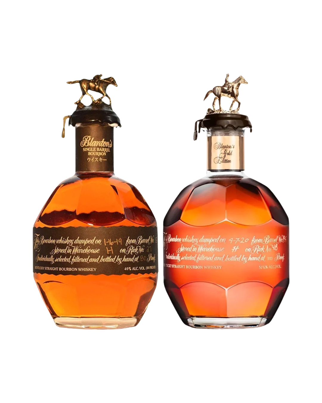 Blanton's Black Label and Blanton's Gold Label Bourbon 750ml Bundle 2-Pack