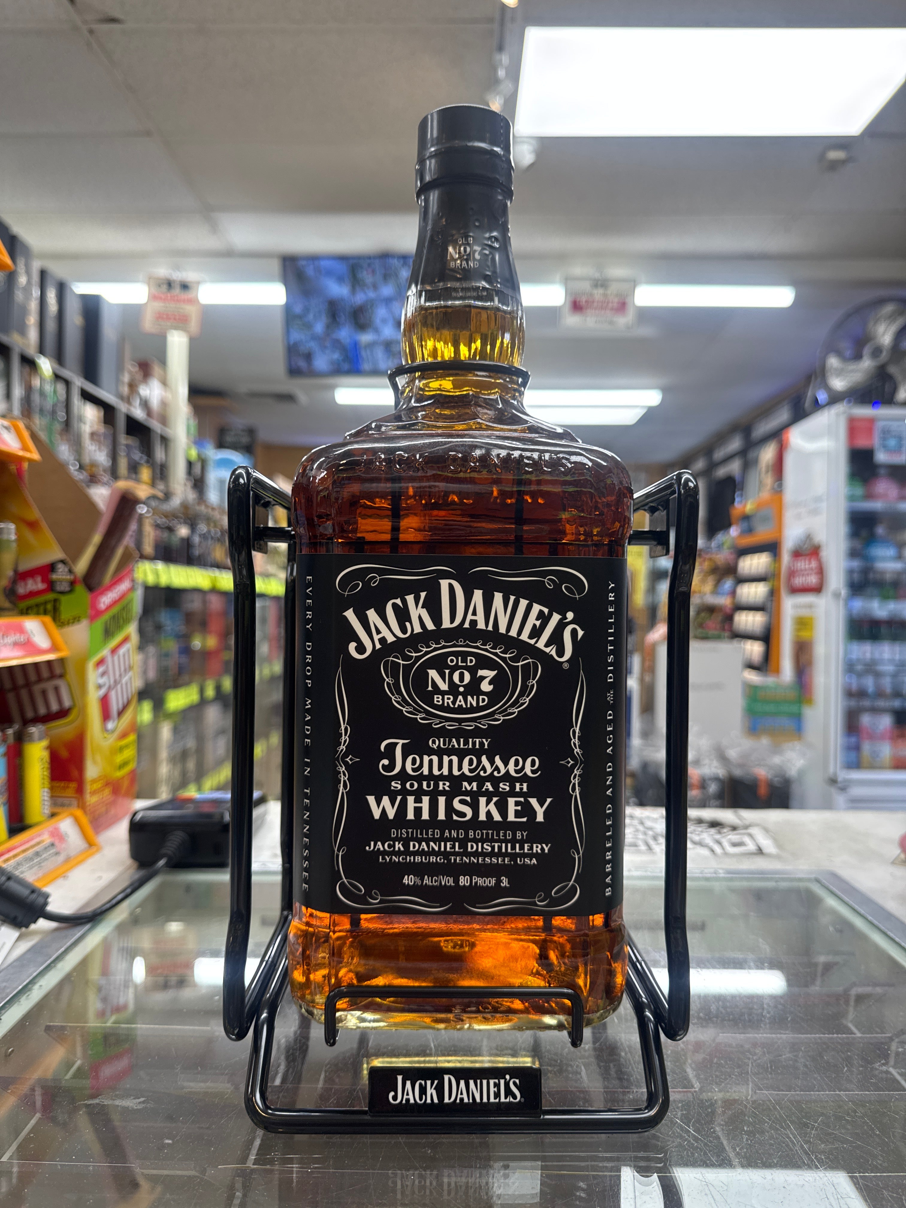Jack Daniel's Old No. 7 Black Label Sour Mash Whiskey With Cradle 3Lt