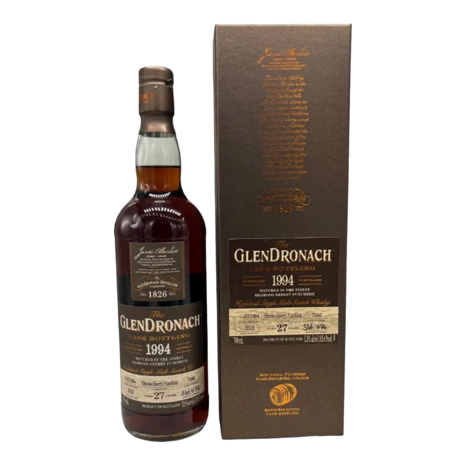 1994 GlenDronach 27 Year Old Cask 7466 Oloroso Sherry Puncheon Cask Strength Single Malt Scotch Whisky 700ml