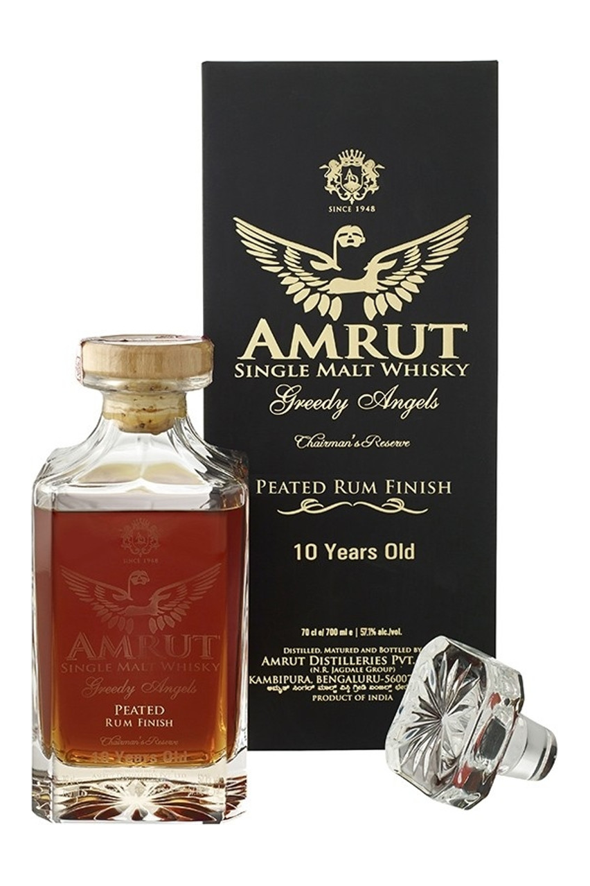 Amrut Greedy Angel Chairmans Reserve Peated Rum Finish 10 Year Old Single Malt Whisky 750ml