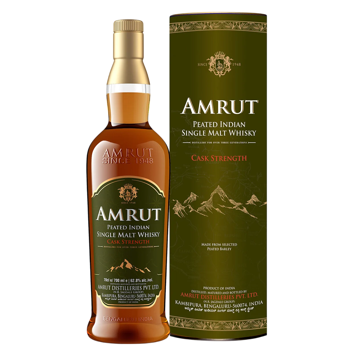 AMRUT Peated Indian Single Malt Whiskey CASK  STRENGTH 750 ml