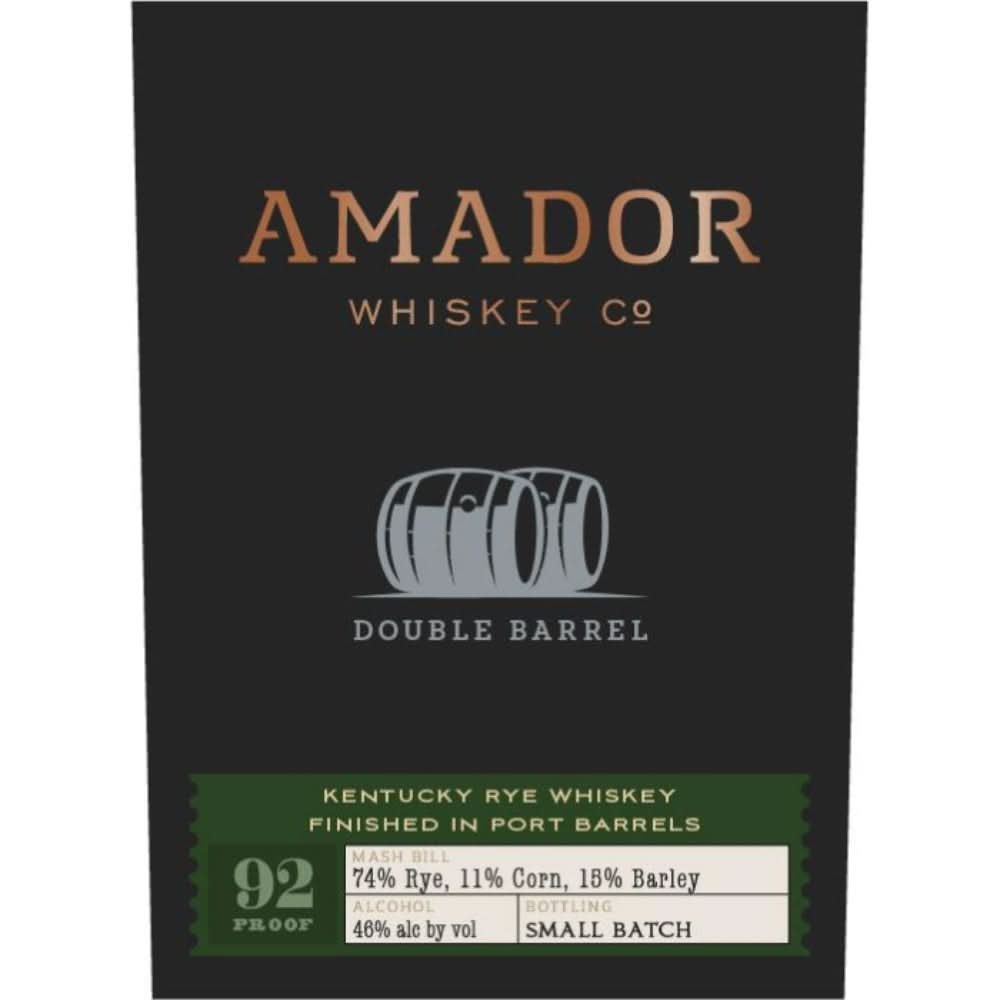 Amador Double Barrel Port Cask Finish Straight Rye Whiskey 750ml