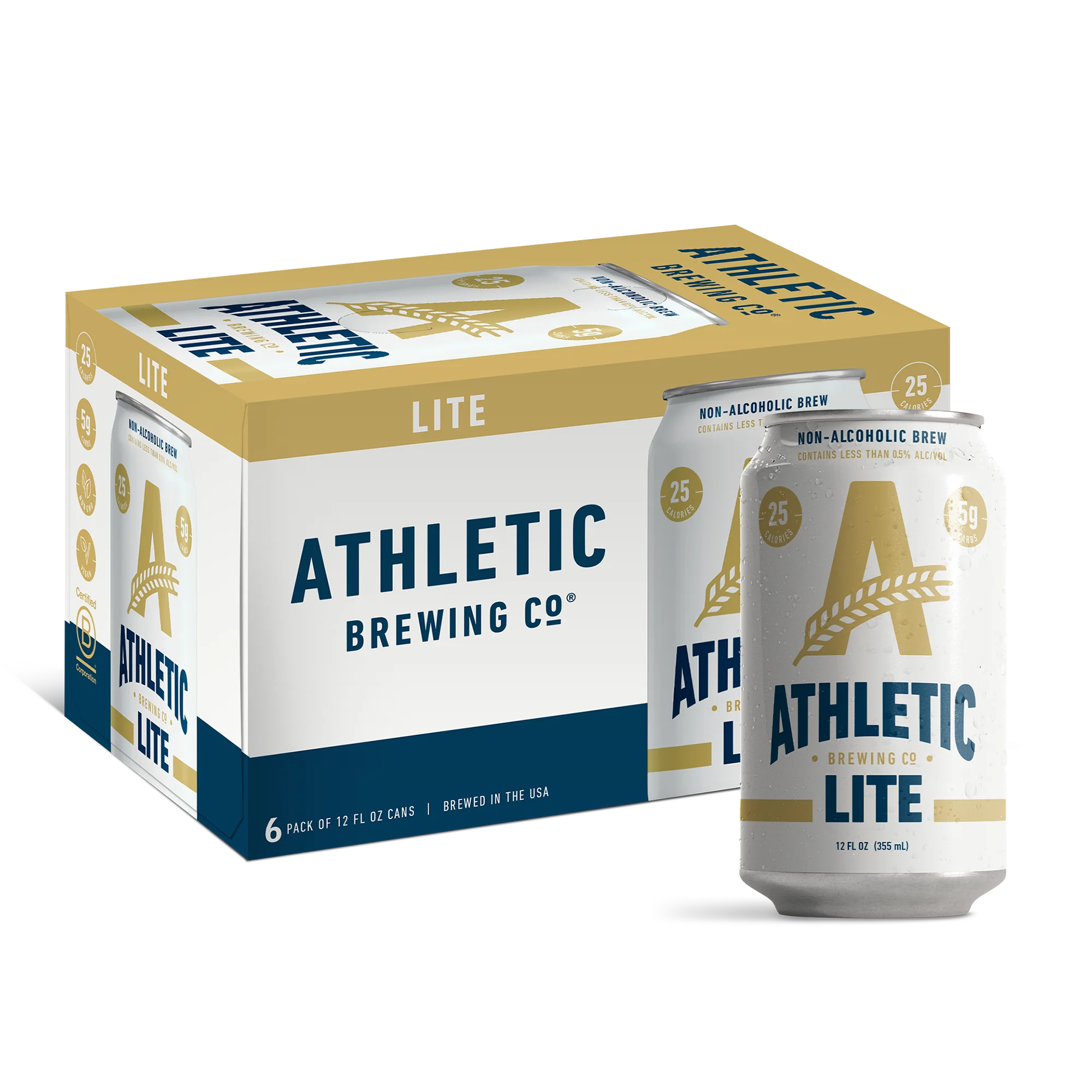 Athletic Brewing Lite Non-Alcoholic Beer 12-Oz Can 6-Pack