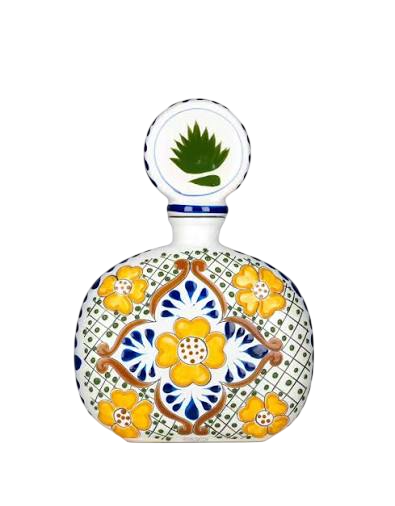 Azulejos Talavera Añejo Bottle #3 (Green and yellow/Flowers) 750 ml