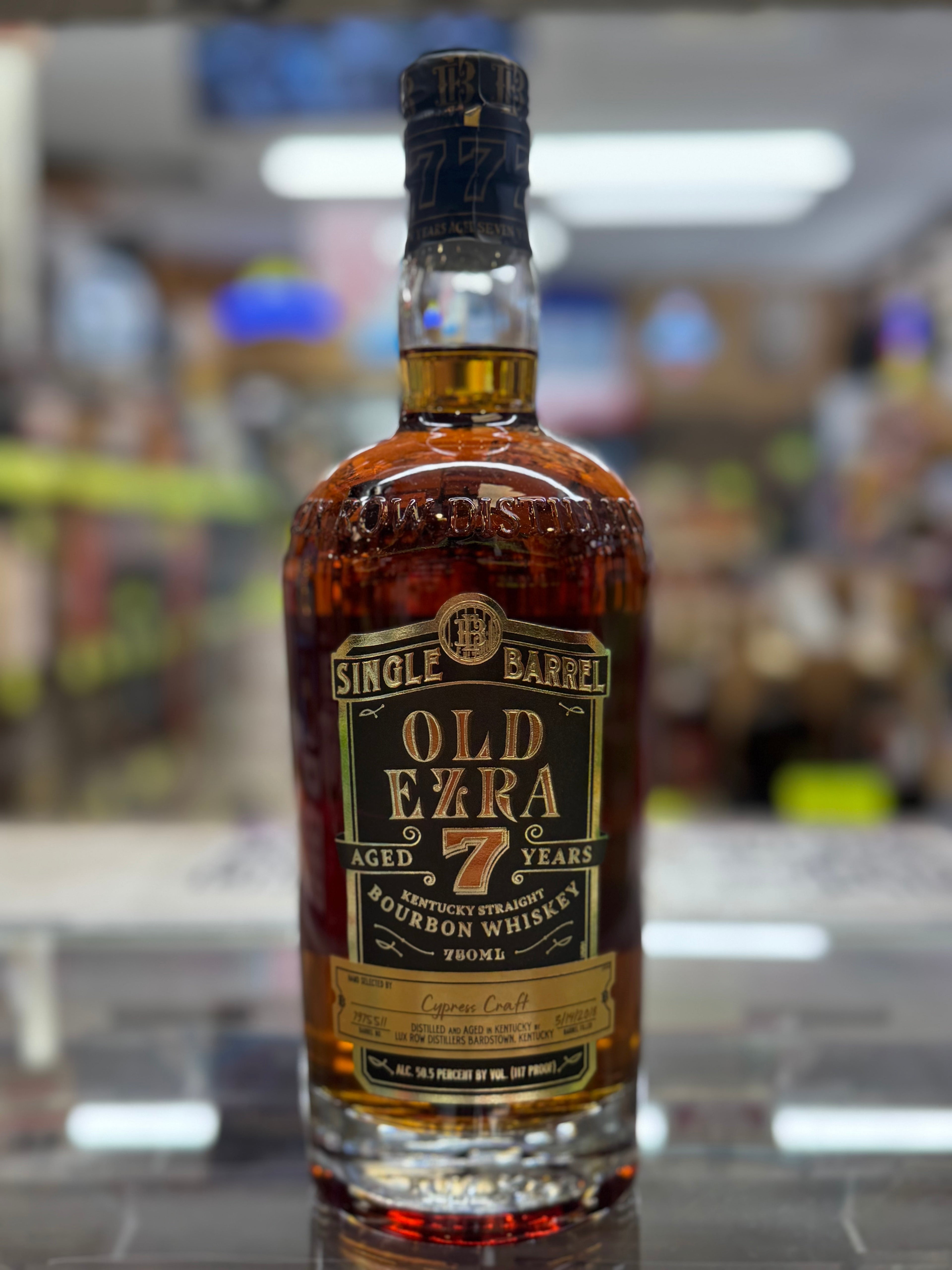 Old Ezra 7 Year Single Barrel Cypress Craft Bourbon Whiskey 750ml