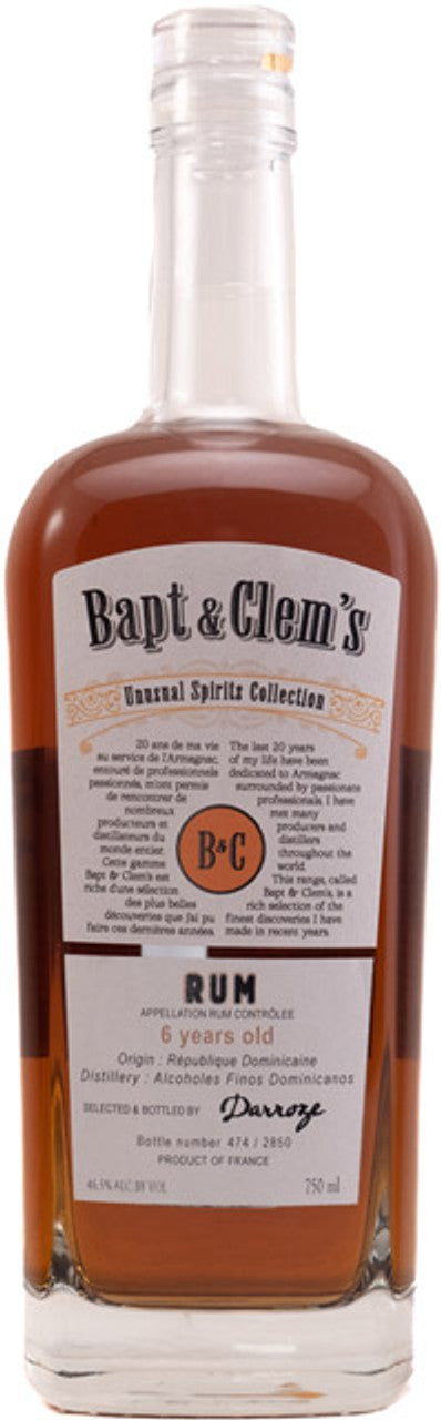 Bapt & Clem's Unusual Spirits Collection 6 Years Old Alcoholes Finos Dominicanos Rum 750ml