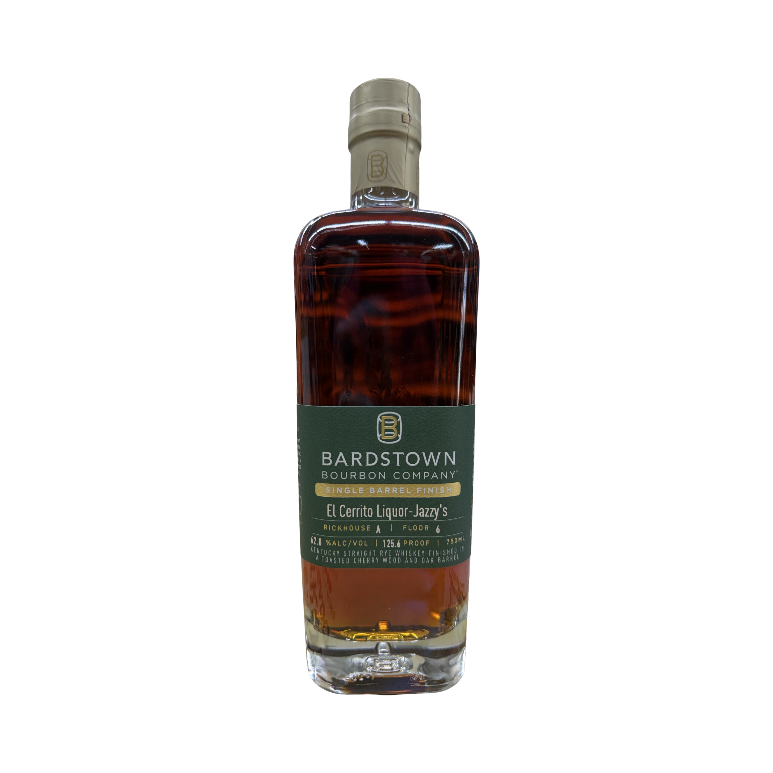 Bardstown El Cerrito Liquor Jazzy’s Private Selection Store Pick 125.6 Proof Rickhouse A Floor 6 Finished in Toasted Cherrywood & Oak Single Barrel Finish Kentucky Straight Rye Whiskey 750ml