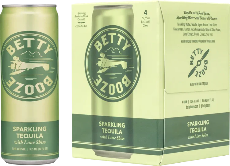 Betty Booze Sparkling Tequila with Lime Shiso 4 pack 355 ML