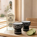 Black & White Ceramic Sipping Tequila Copita Glass 8-Oz