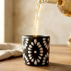 Black & White Talavera Design Ceramic Hand Printed Shot Glasses 1.6-Oz