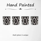 Black & White Talavera Design Ceramic Hand Printed Shot Glasses 1.6-Oz
