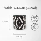 Black & White Talavera Design Ceramic Hand Printed Shot Glasses 1.6-Oz