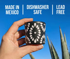 Black & White Talavera Design Ceramic Hand Printed Shot Glasses 1.6-Oz