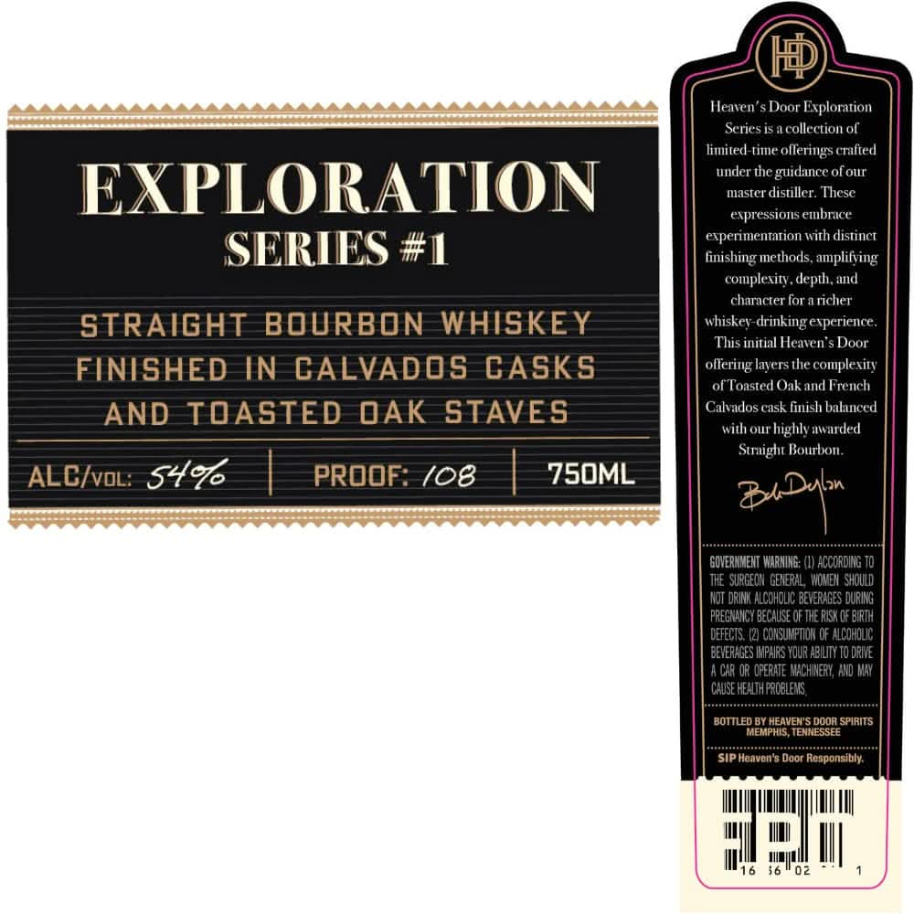 Heaven's Door Exploration Series 1 Calvados Casks Finished Straight Bourbon Whiskey 750ml