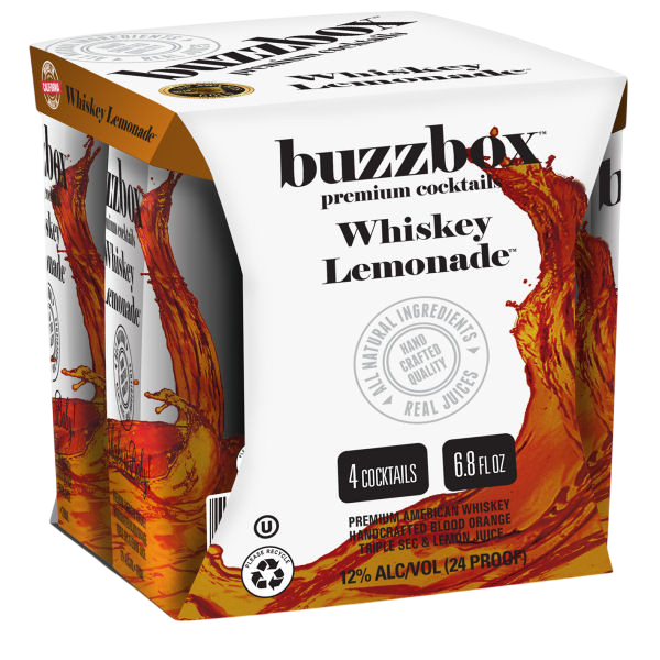 Buzzbox Premium Cocktails Whiskey Lemonade (4 Pack) 200 ml