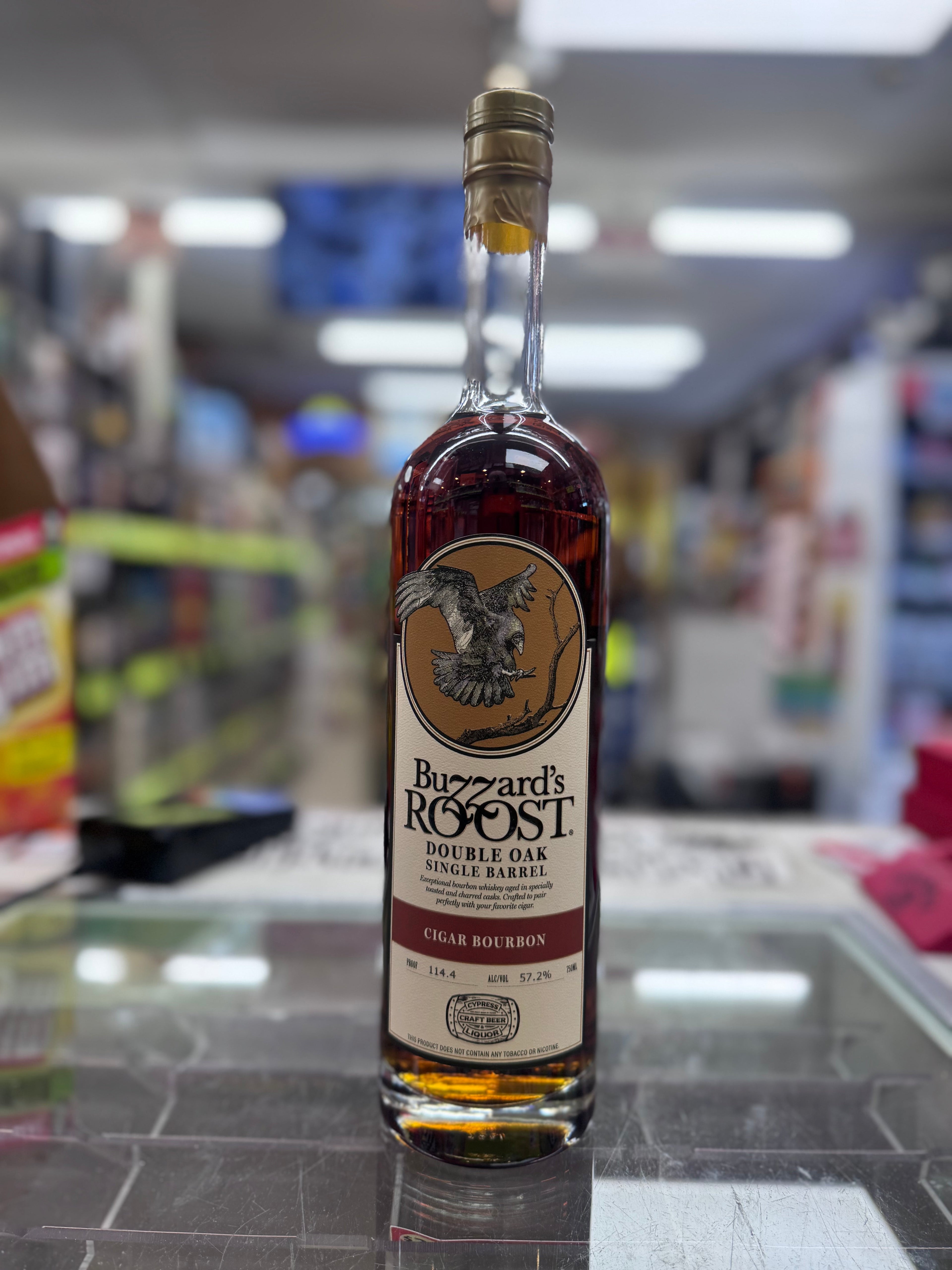 Buzzard’s Roost Double Oak Single Barrel Cigar Blend 114.4 Proof Cypress Craft Bourbon Whiskey 750ml