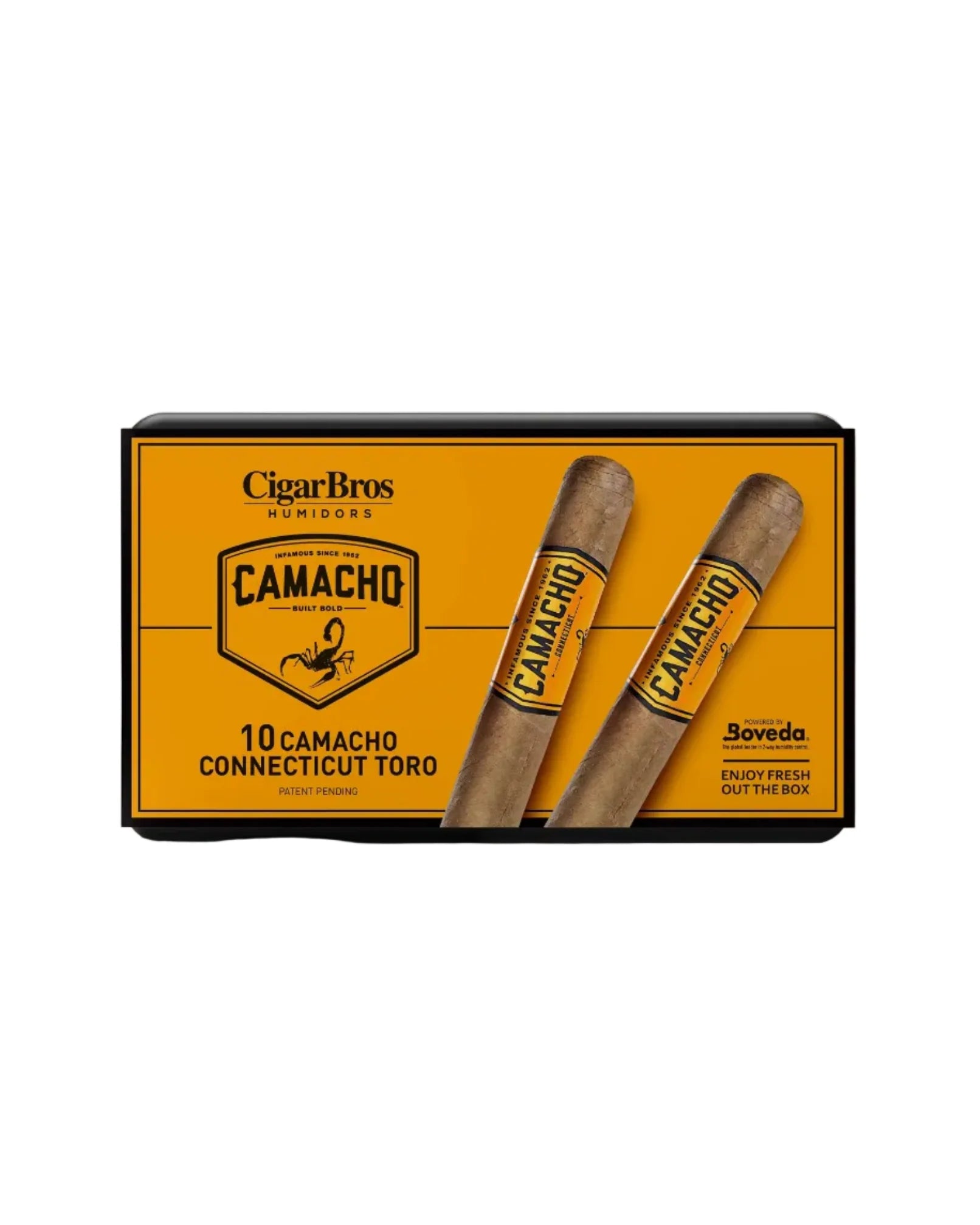 Camacho Connecticut Toro Cigar With Personal Humidor by CigarBros (Box of 10)