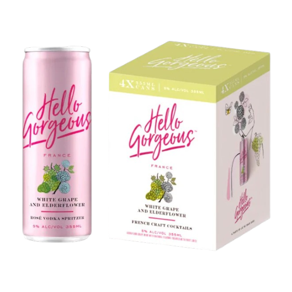 Hello Gorgeous White Grape and Elderflower  French Craft Cocktails(4 Pack) 355 ML