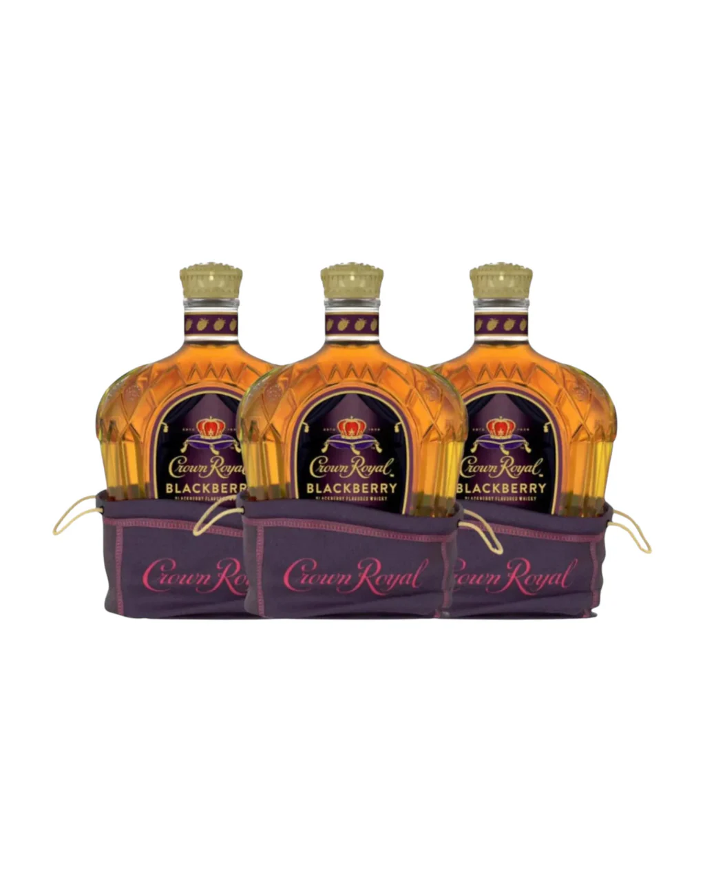Crown Royal Limited Edition Blackberry Flavored Canadian Whisky Bundle 750ml 3-Pack