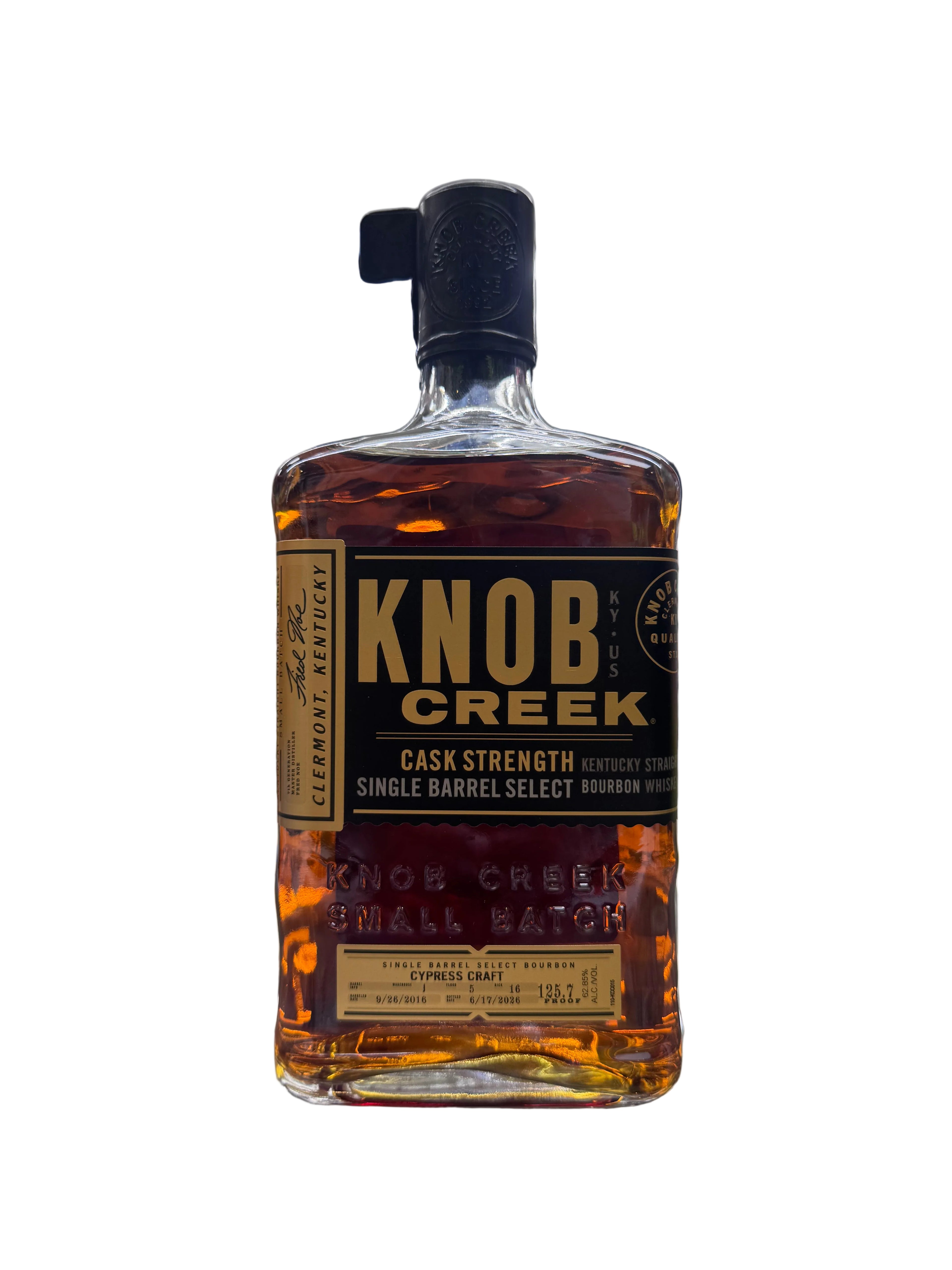 Knob Creek Single Barrel Select Cypress Craft Pick 125.7 Proof Straight Bourbon Whiskey 750ml