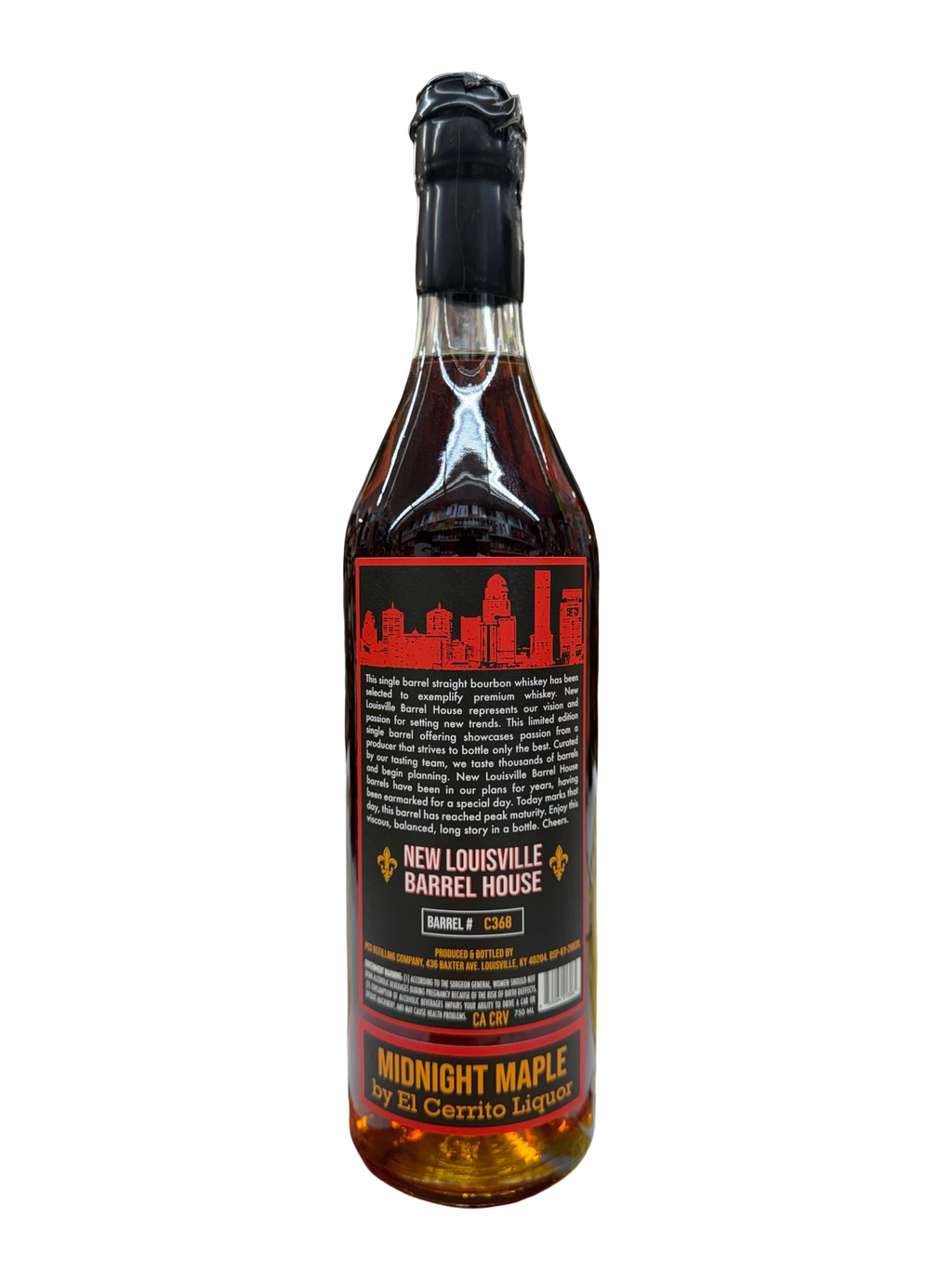New Louisville Barrel House Midnight Maple 133.4 Proof El Cerrito Liquor Private Barrel #C368 Kentucky Straight Bourbon Whiskey 750ml