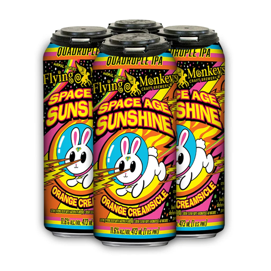 Flying Monkeys Craft Brewery Space Age Sunshine Quadruple IPA Orange Creamsicle Beer 4-Pack