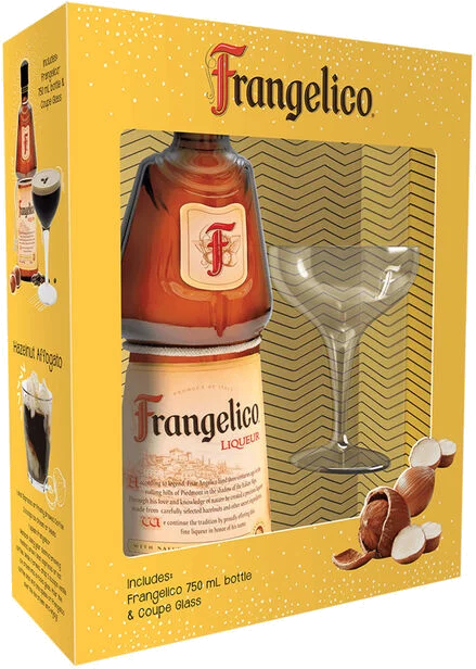 Frangelico Hazelnut Liqueur with Martini Glass 750ml
