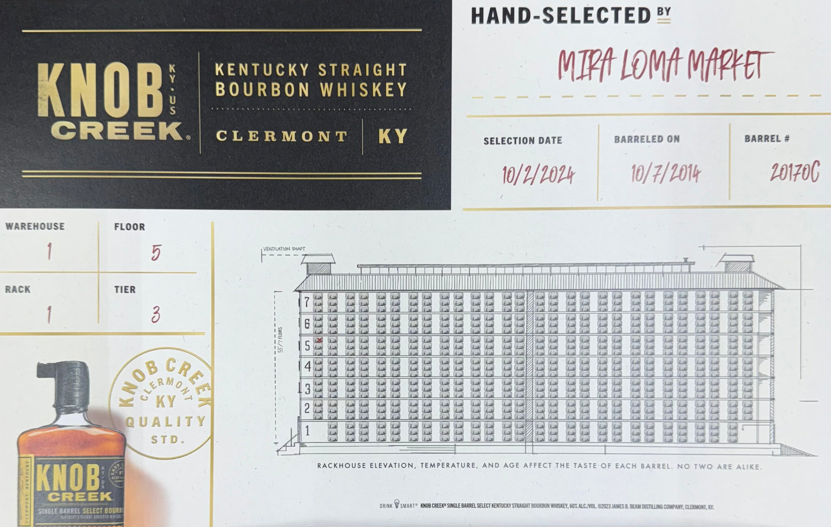 Knob Creek Single Barrel Select Straight Bourbon Whiskey (MLM Exclusive)