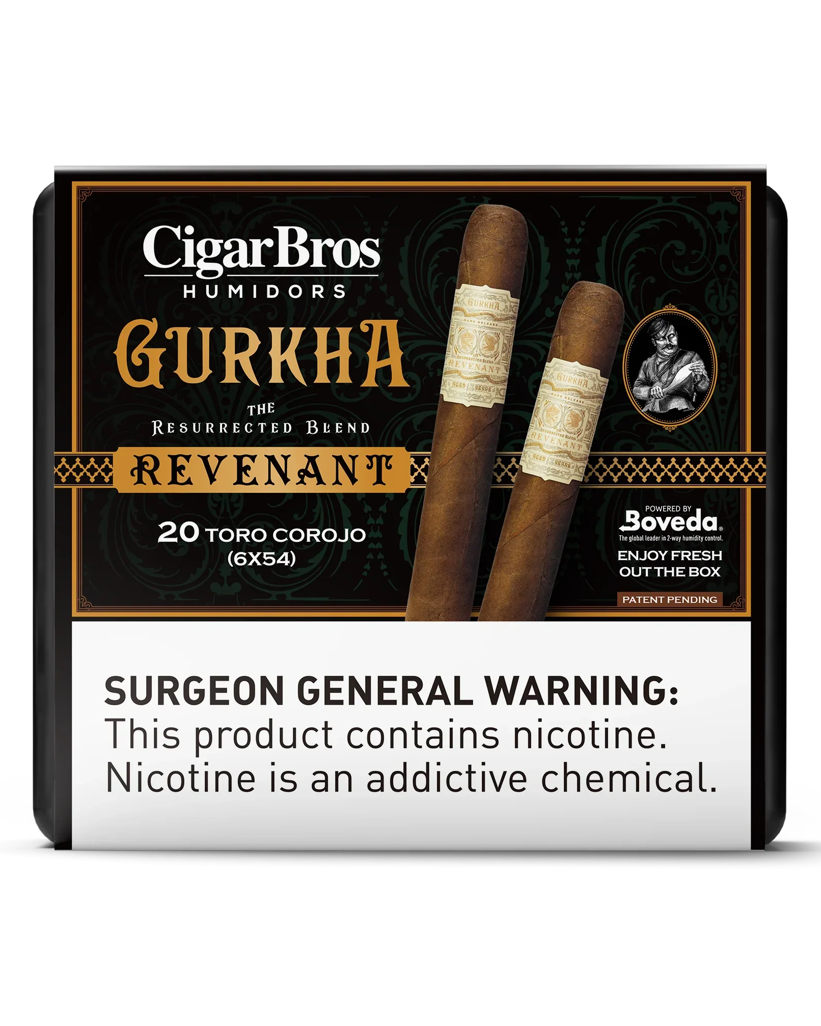 Gurkha Revenant Toro Corojo Cigar With Personal Humidor by CigarBros (Box of 20)