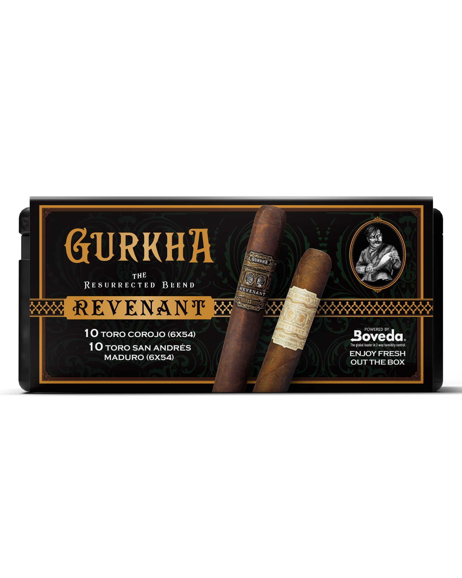 Gurkha Revenant Toro Corojo & San Andres Maduro Cigars Variety Set With Personal Humidor by CigarBros (Box of 10+10)