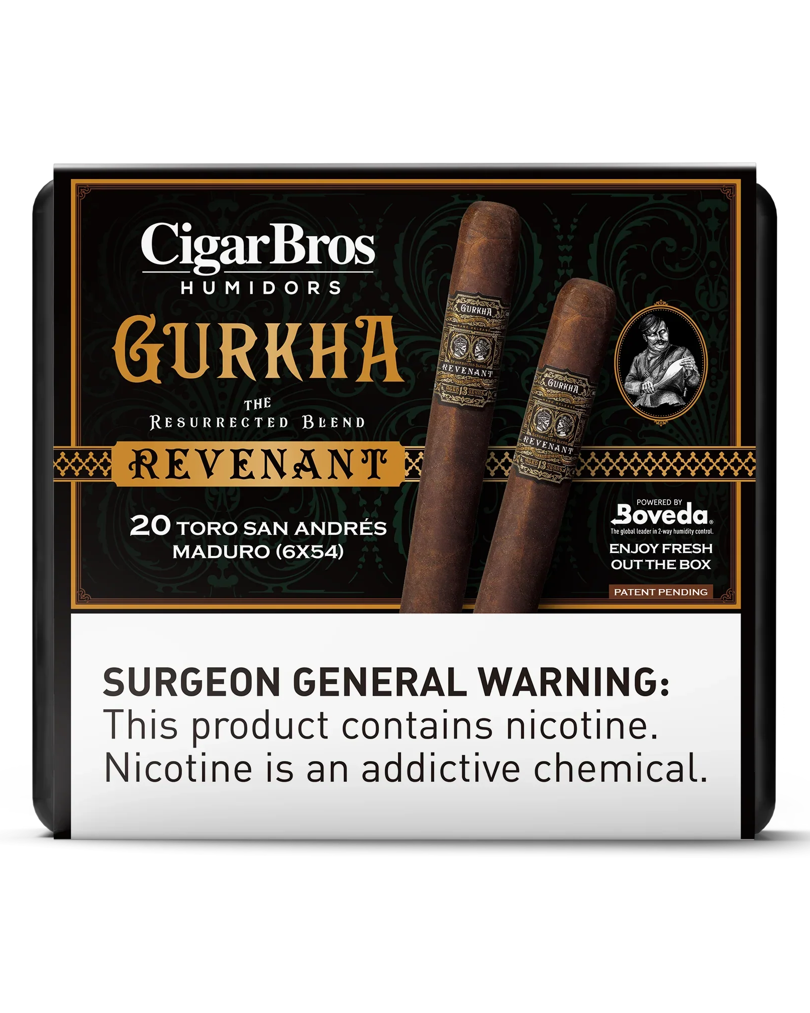 Gurkha Revenant Toro San Andres Maduro Cigar With Personal Humidor by CigarBros (Box of 20)