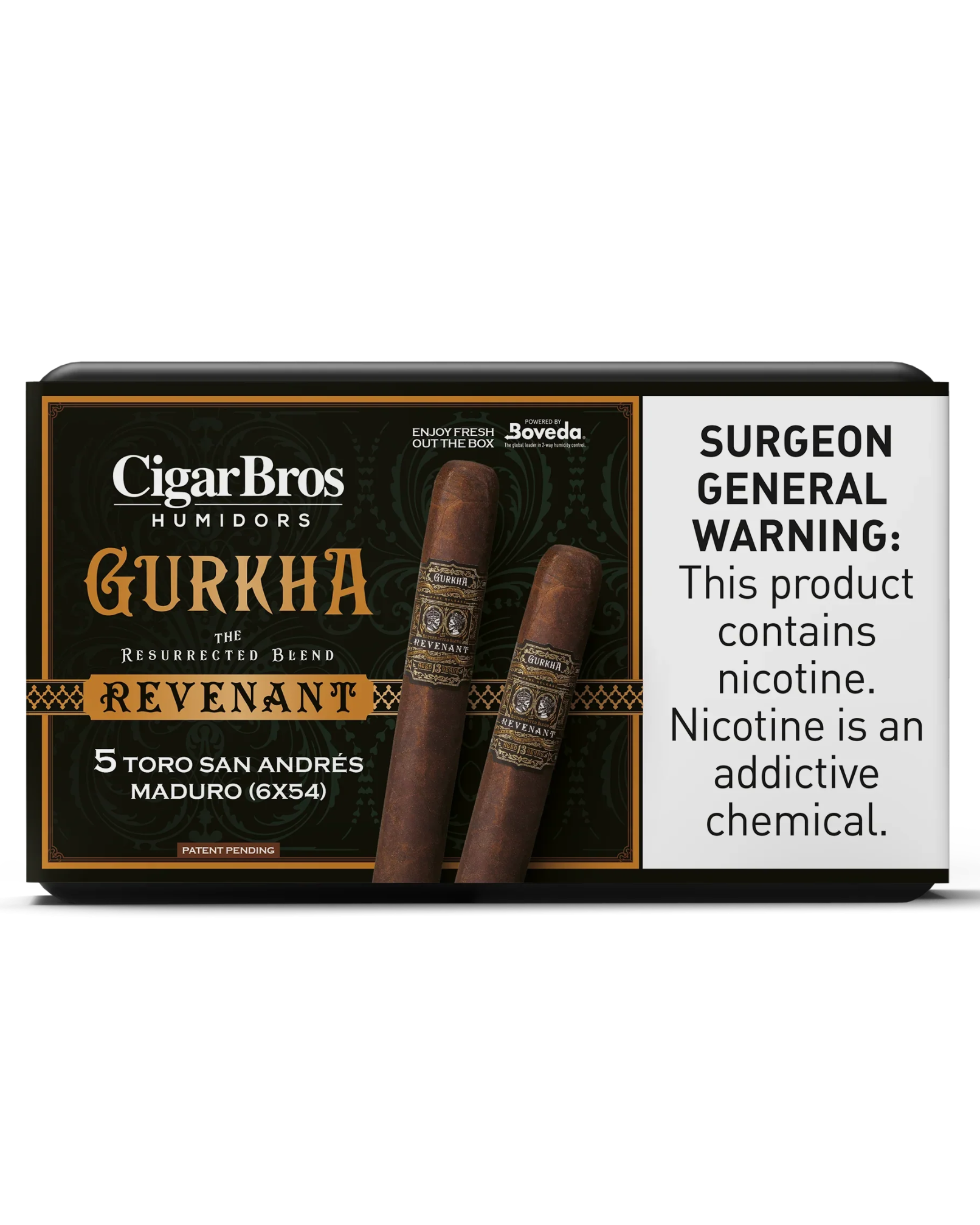 Gurkha Revenant Toro San Andres Maduro Cigar With Personal Humidor by CigarBros (Box of 5)