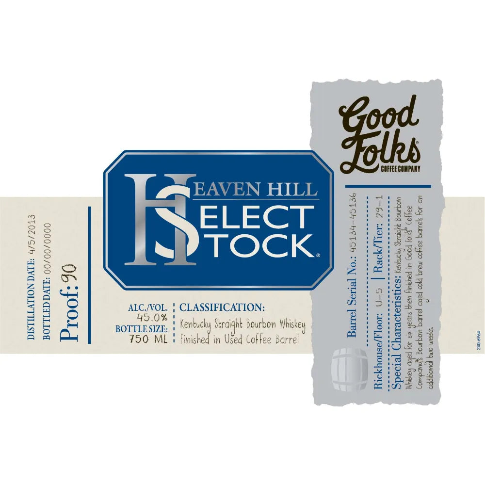 Heaven Hill Select Stock Good Folks Coffee Company Finish Kentucky Straight Bourbon Whisky 750ml