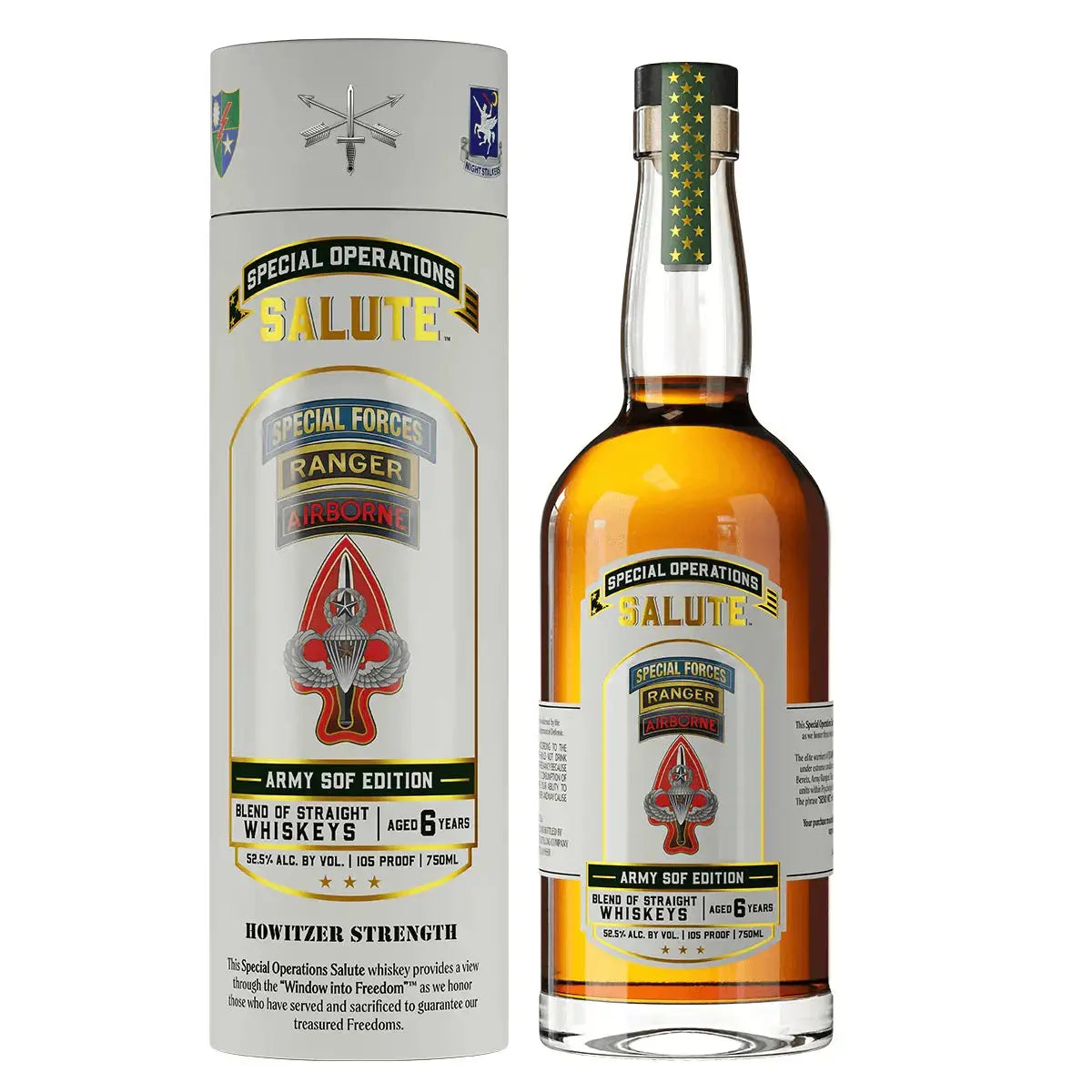 Heritage Special Operations Salute Army SOF Edition 6 Year Old Blend of Straight Whiskeys with Tube 750ml