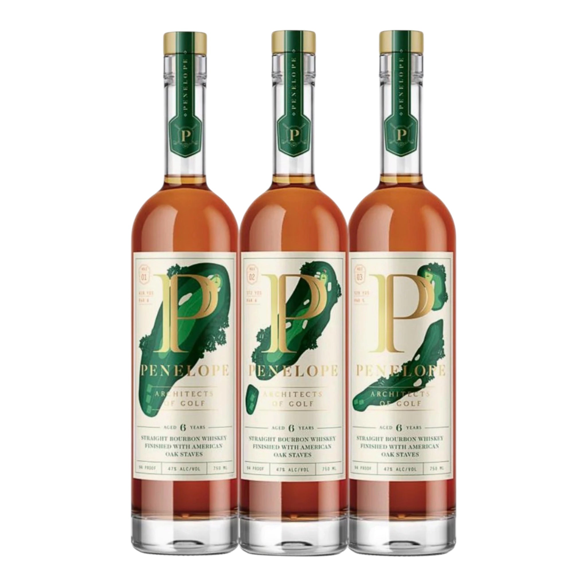 Penelope Architect of Golf Complete Collection 3 Bottle Set (Holes 1-3) Limited Edition Bourbon Whiskey