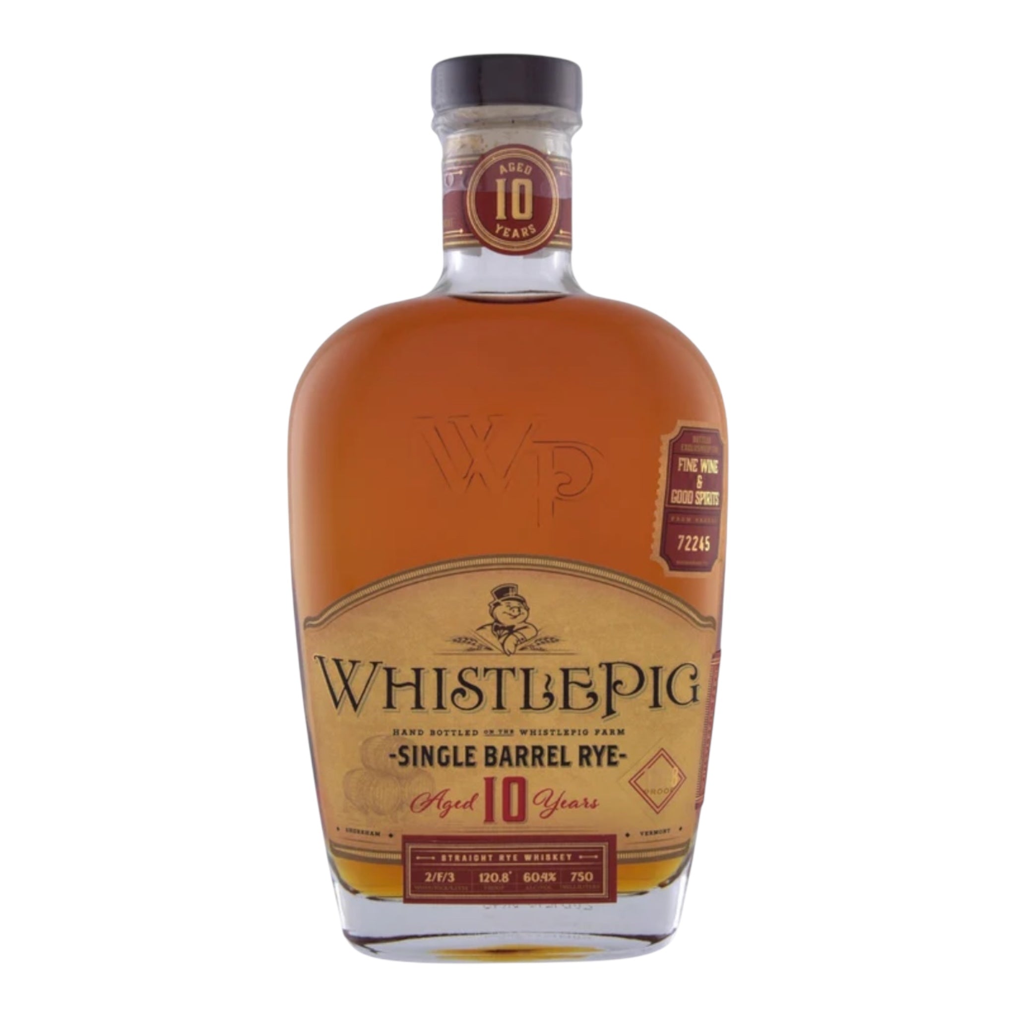 WhistlePig Single Barrel Selection 10 Year Old Straight Rye Whiskey 750ml
