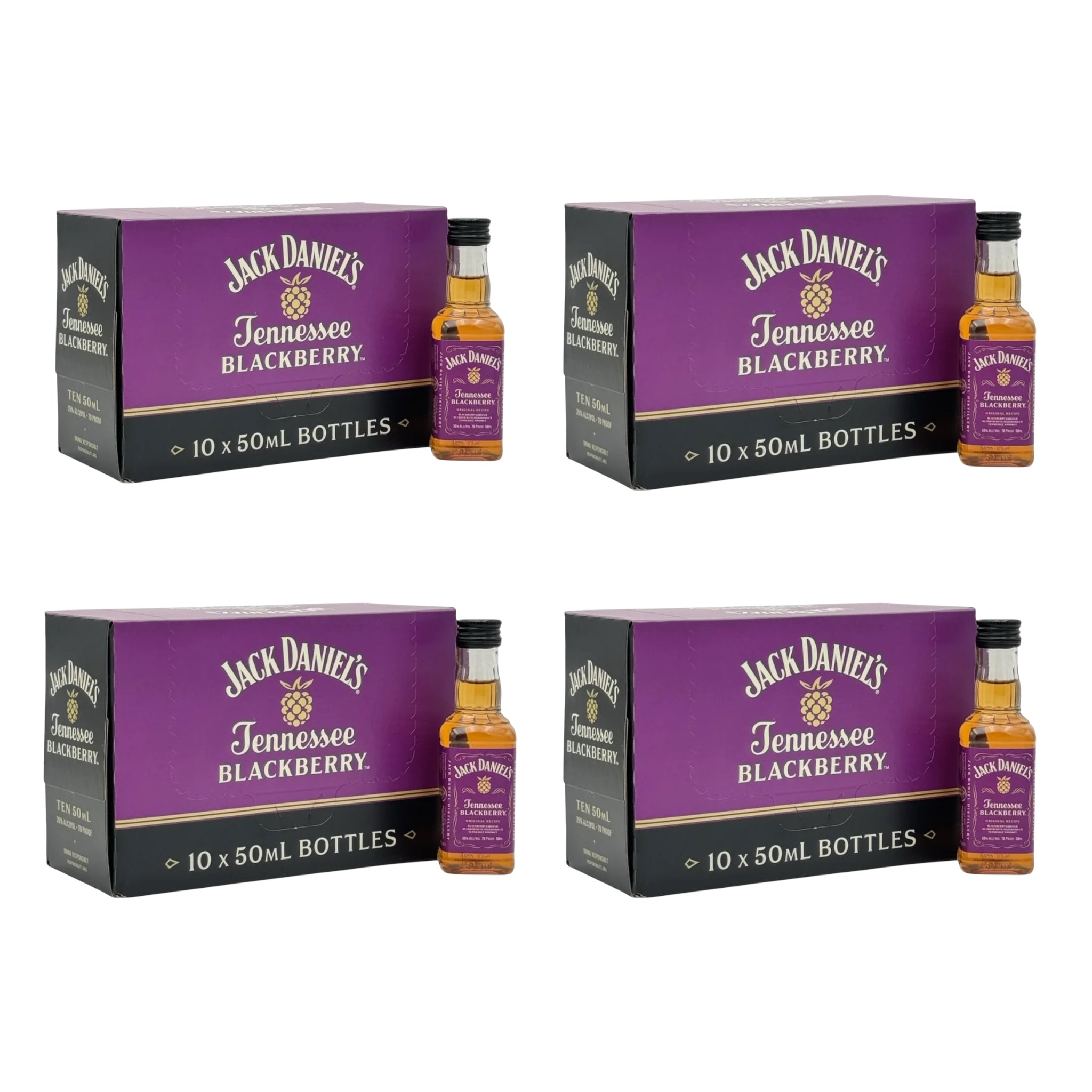 Jack Daniel's Tennessee Blackberry Whiskey 50ml Bottle 10-Pack Bundle 4-Pack