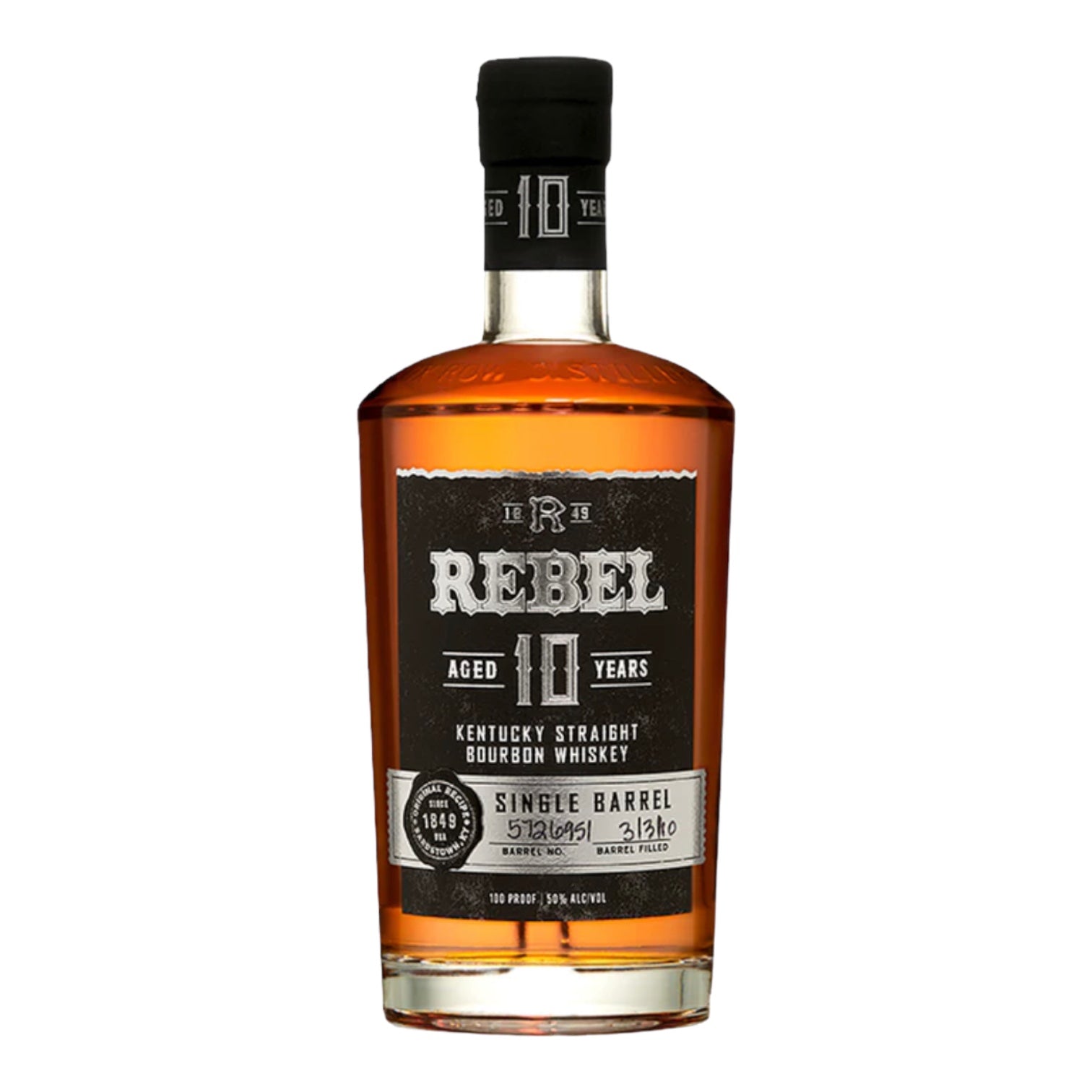 Rebel 10 Year Old 100 Proof Single Barrel Kentucky Straight Bourbon Whiskey 750ml