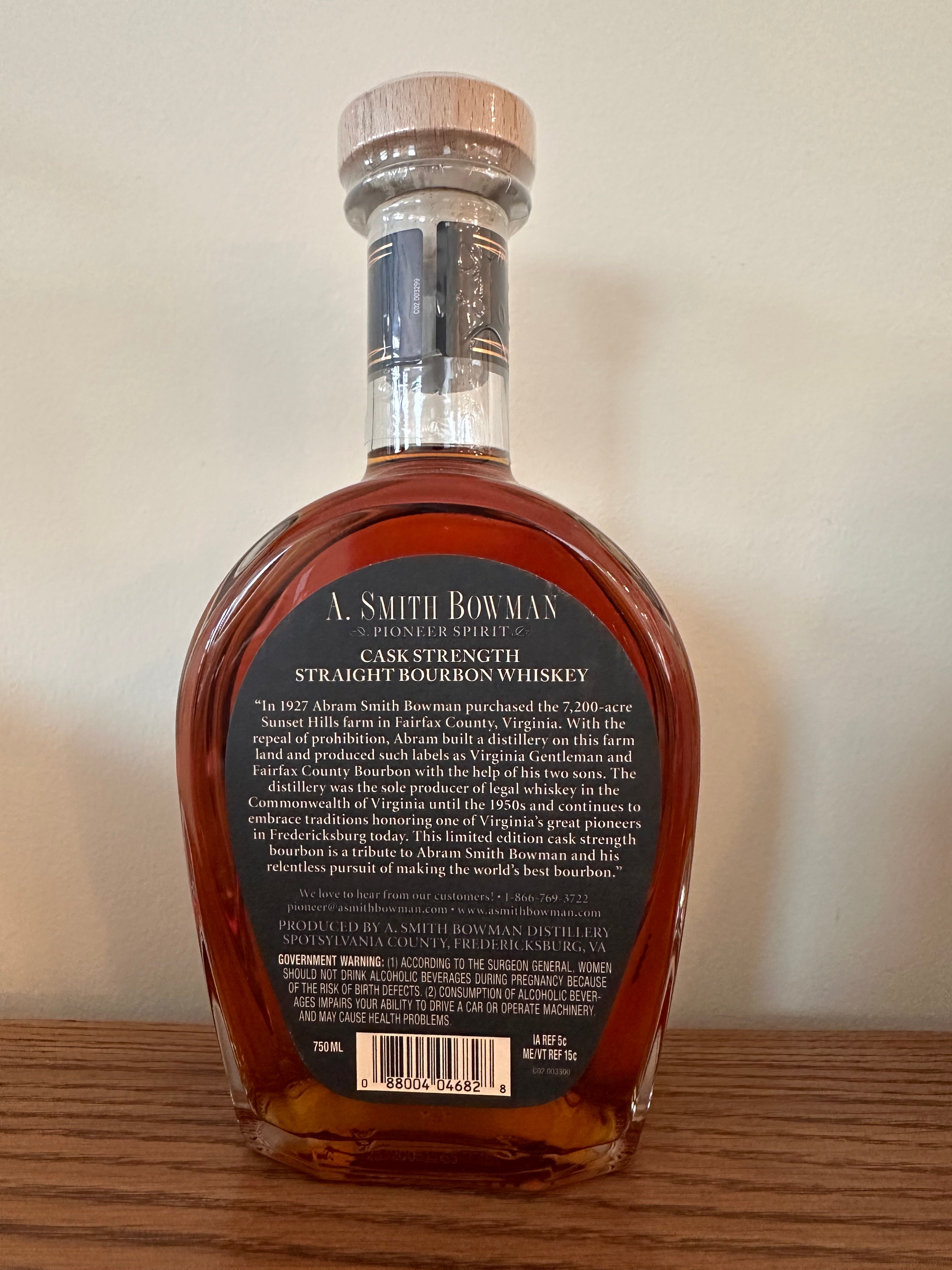 A. Smith Bowman Cask Strength Bourbon Batch #3 135.1 Proof 750ml