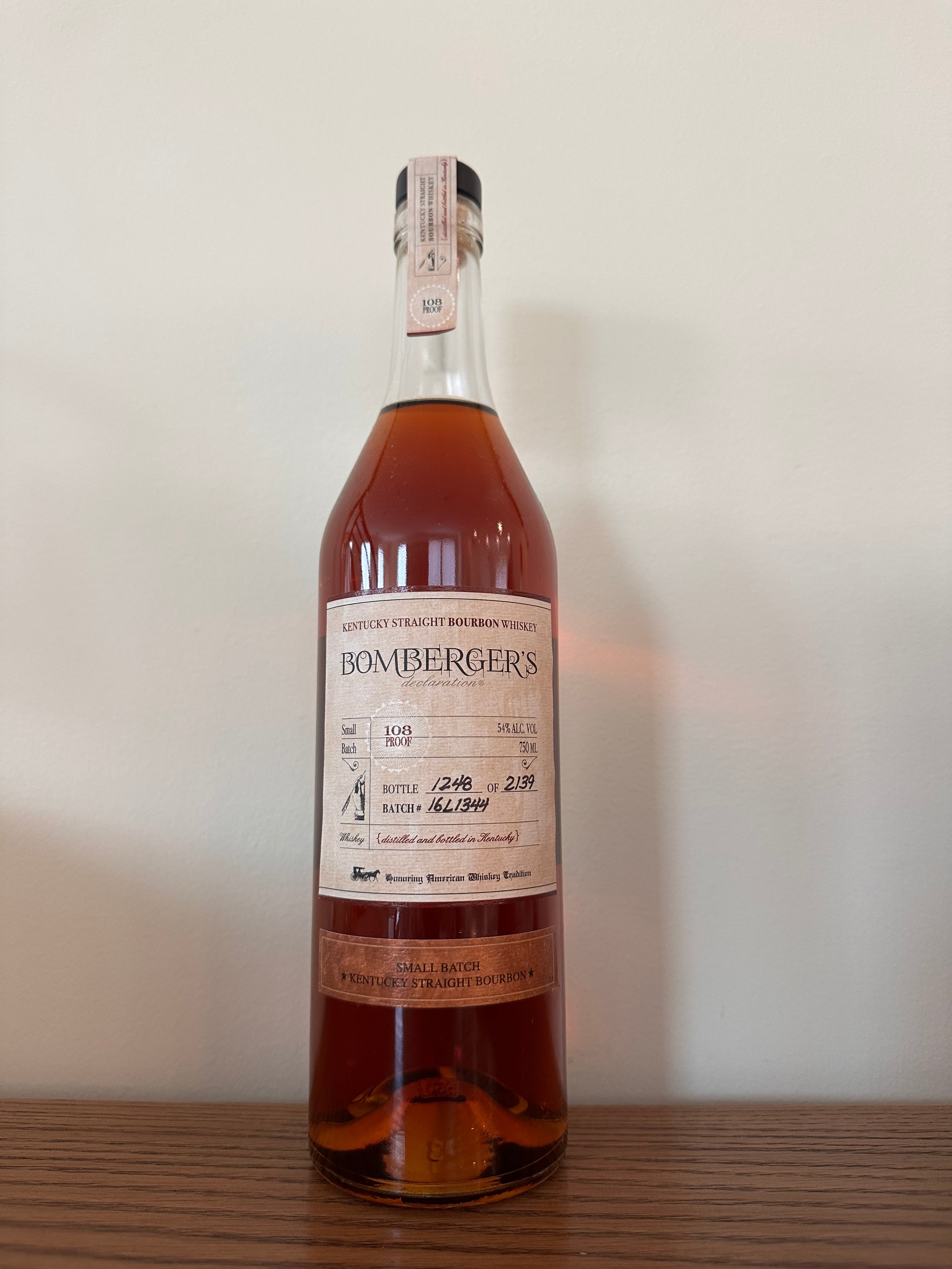 2016 Bomberger's Declaration Bourbon 108 Proof 750ml